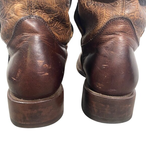 J.B. Dillion tooled Leather tall riding boots buckle shaft steampunk women’s 7 - Picture 7 of 14